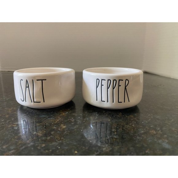 Rae Dunn Artisan Collection By Magenta Salt and Pepper White Ceramic Cellars - Picture 1 of 7
